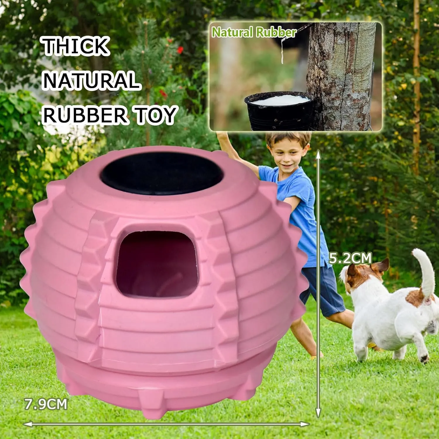XHX Dog Toy, Durable Large Dog Toys, Fillable Rubber Dog Toys, Interactive Dog Puzzle Play Toy with Stopper (Pink, Small)