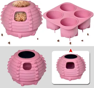 XHX Dog Toy, Durable Large Dog Toys, Interactive Dog Puzzle Play Toy, Freezable Fillable Rubber Dog Toys, with Stopper Silicone Treat Tray (Pink, Small)