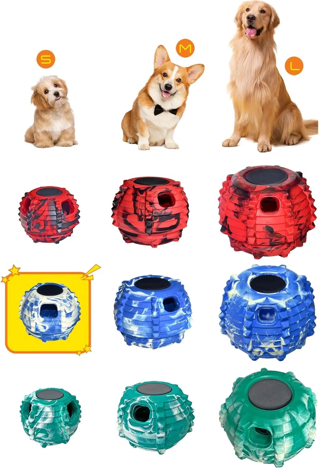 XHX Dog Toy, Durable Small Dog Toys, Freezable Fillable Rubber Dog Toys, Interactive Dog Puzzle Play Toy, Stopper Silicone Treat Tray (Small, Blue and White)