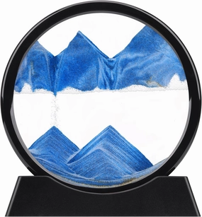 XINBAOHONG Moving Sand Art Picture,Liquid Motion 3D Deep Sea Sandscape in Motion Display Flowing Sand Frame Relaxing Desktop Home Office Work Decor（10 inch） (Blue)