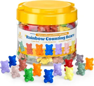 XINHUIDALSQ Rainbow Counting Bears Set of 200, 10 Colors Sorting Teddy Plastic Bears Math Manipulatives for Toddlers, 1 Inch Bear Conters Ages 3  Kids