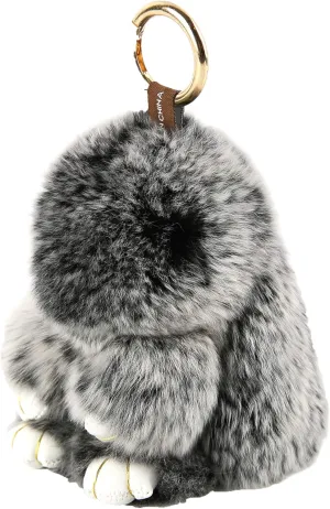 YISEVEN Bunny Stuffed Animal Plush Toy Rabbit Fur Keychain Fluffy Soft Cute Fuzzy Accessories Furry Ball Key Chain Gift for Women Teens Girls Kids Backpack Purse - Black