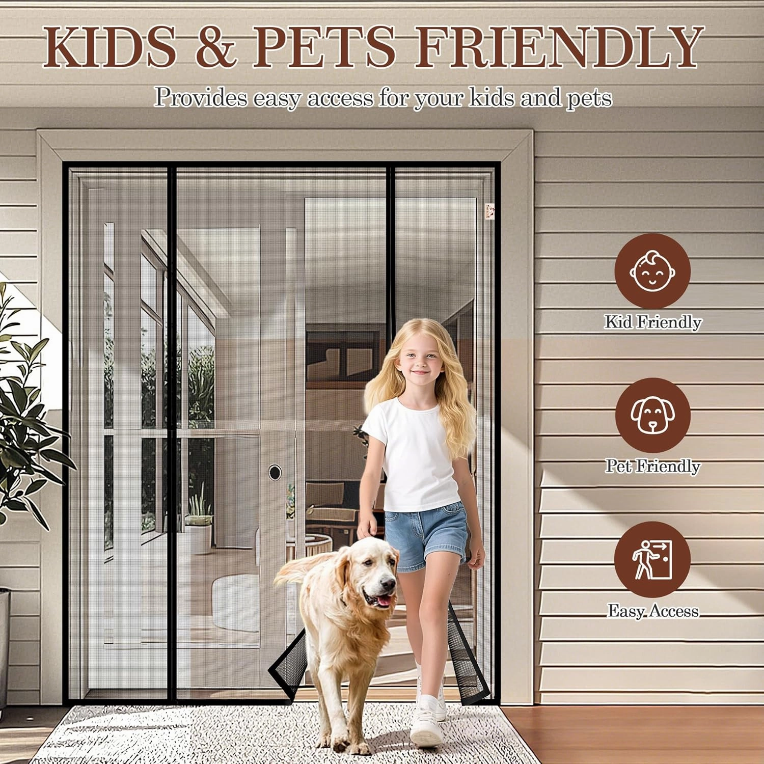 yotache Magnetic Screen Door for Sliding Doors 72"x80", Screen Size 74"x81", Double-Sided Opening Screen Reinforced Mesh with Strong Magnets for French Front/Back Patio Doors