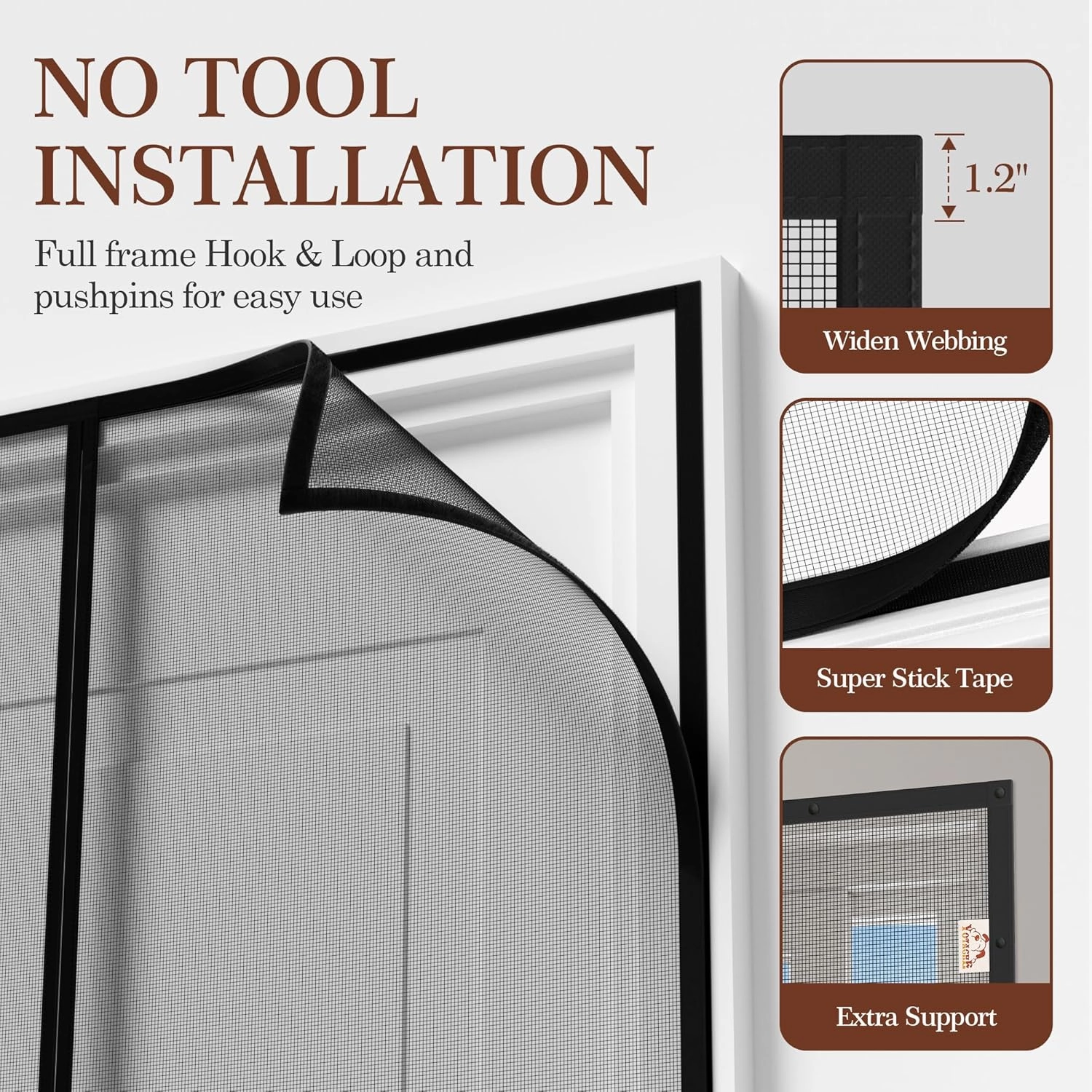 yotache Magnetic Screen Door for Sliding Doors 72"x80", Screen Size 74"x81", Double-Sided Opening Screen Reinforced Mesh with Strong Magnets for French Front/Back Patio Doors