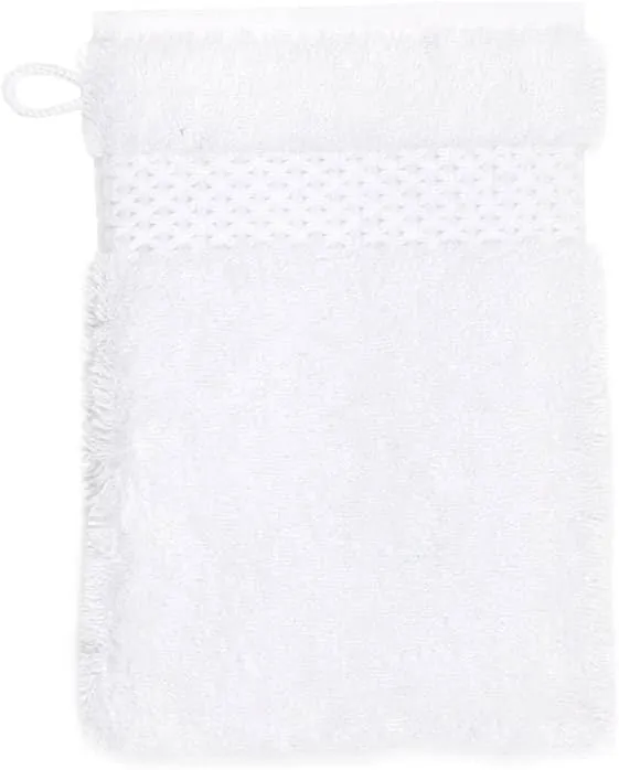 Yves Delorme Etoile Blanc Bath Mitt | 100% Organic Cotton | Luxury Towel from Turkey