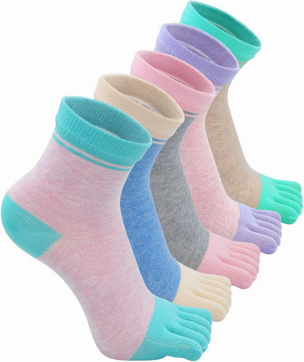ZAKASA Womens Toe Socks Funny Cat Dog Print Cotton Five Finger Socks Novelty Athletic Running Crew Ankle Socks Size 6-9