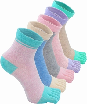 ZAKASA Womens Toe Socks Funny Cat Dog Print Cotton Five Finger Socks Novelty Athletic Running Crew Ankle Socks Size 6-9