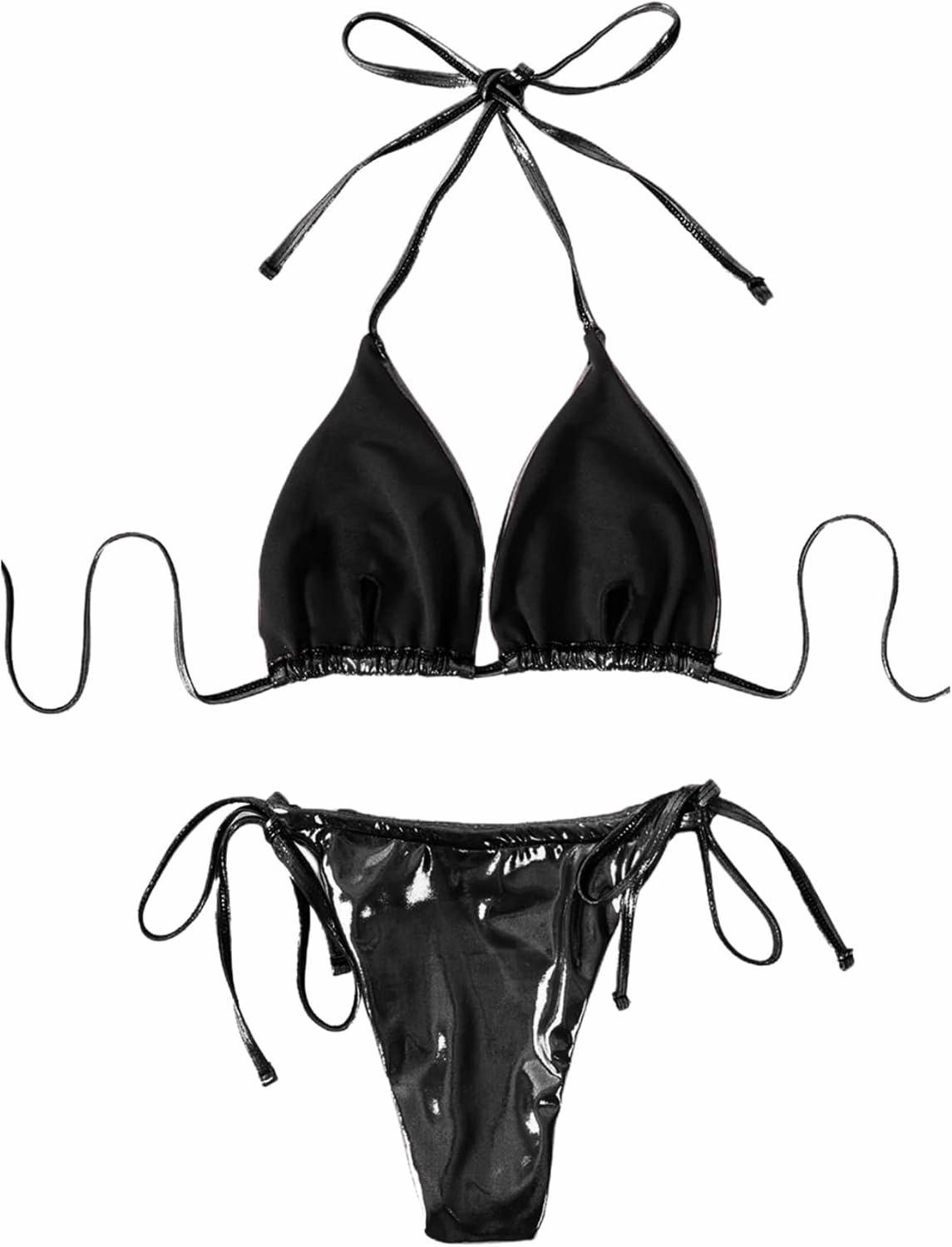 ZGMYC Women's 3 Piece Holographic Snakeskin Print Triangle Bikini Swimsuit with Sexy Cutout Cross String Cover Up Mini Skirt