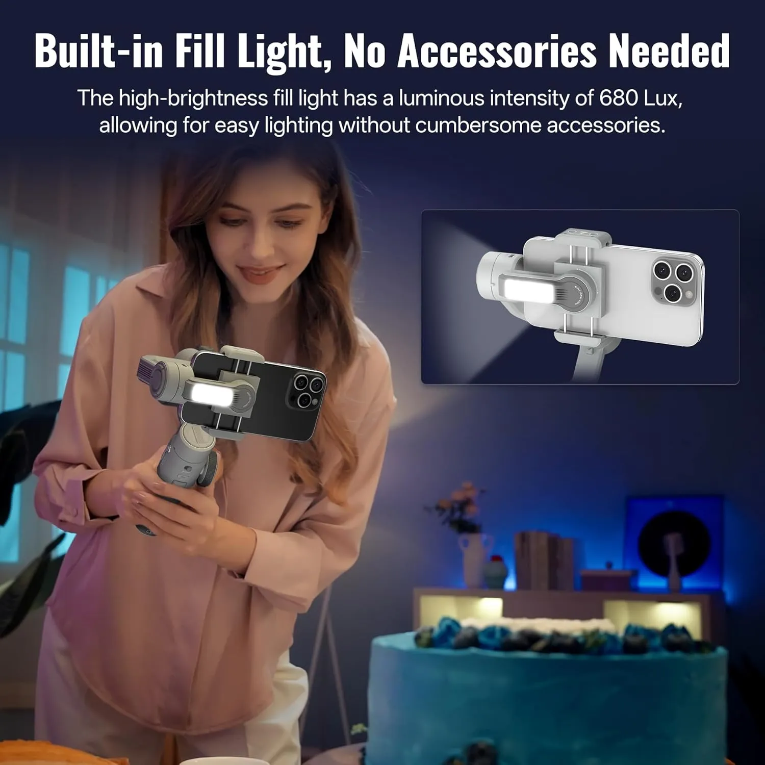 ZHIYUN CINEPEER Smooth 5E Gimbal Stabiliser for iPhone, Android, Built-in Fill Light, Tripod, 3-Axis 300g Payload Phone Gimbal, Gesture Control, Vlogging Stabilizer for YouTube, TikTok
