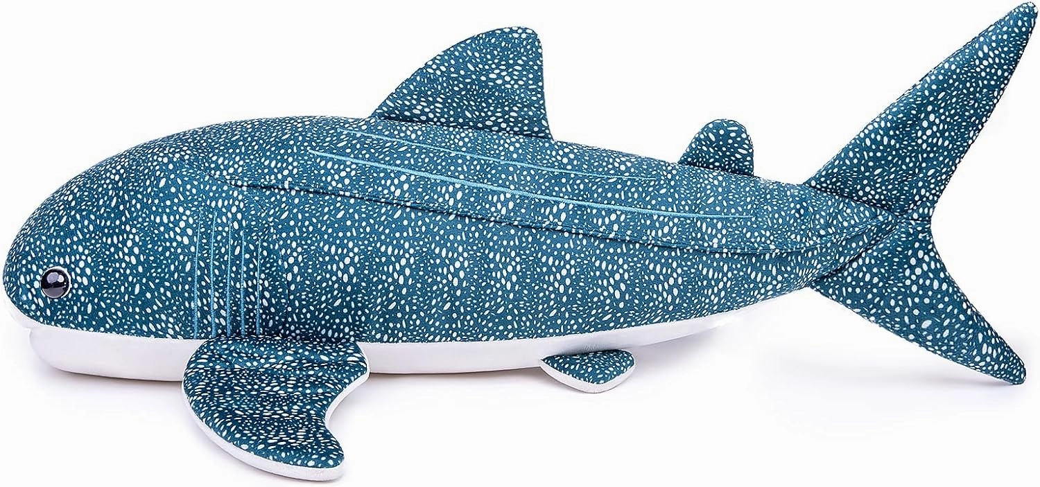 ZHONGXIN MADE Large Great Whale Shark Plush Toy - Realistic 33'' Long Weighted Blue Texture Whale Shark Stuffed Animal, Soft Ocean Sea Creatures Sharks, Unique Plush Toy Gift Collection for Kids