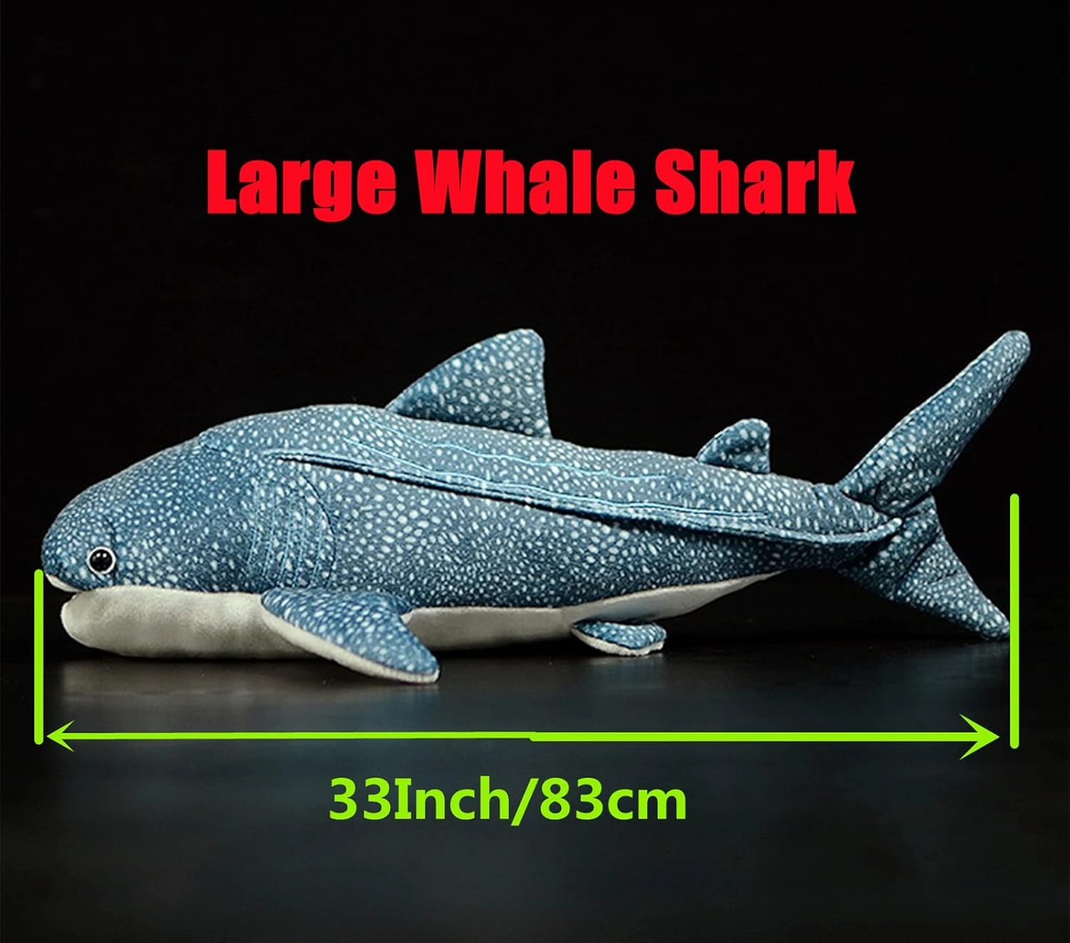 ZHONGXIN MADE Large Great Whale Shark Plush Toy - Realistic 33'' Long Weighted Blue Texture Whale Shark Stuffed Animal, Soft Ocean Sea Creatures Sharks, Unique Plush Toy Gift Collection for Kids