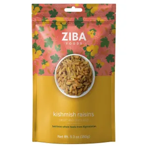 Ziba Foods Kishmish Raisins | Non-GMO, Vegan, Whole 30 Friendly & Paleo | Superfood Dry Fruit Raisins No Sugar Added & Naturally High in Fiber, Iron and Immune Boosting Antioxidants, 5.3 oz