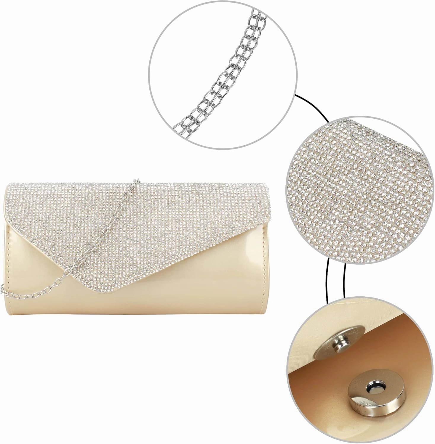 ZLMBAGUS Evening Clutch Purse Bag Party Prom Wedding Envelope Crossbody Handbags