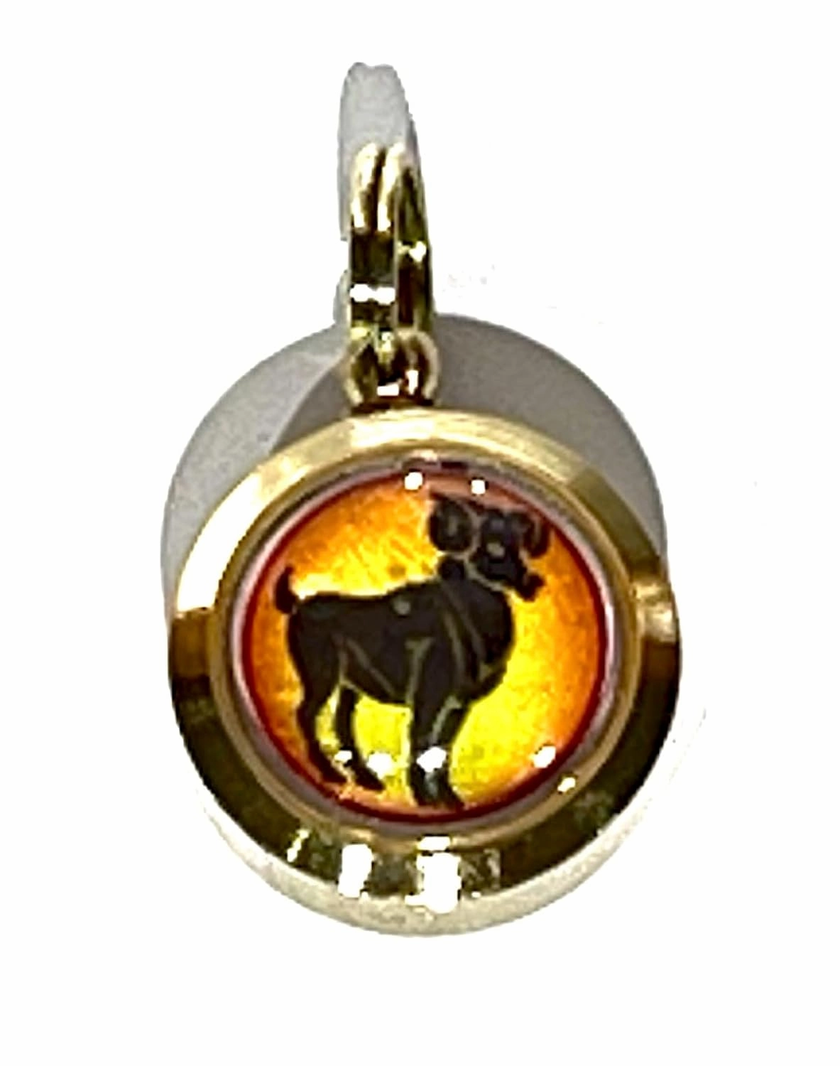 Zodiac Constellation Pendant Necklace - Sun Sign Amulet - Rashi Yantra Pendant - 3/4 Inch Brass Pendant with Zodiac Yantra (Aries Sun Sign or Mesh Rashi)