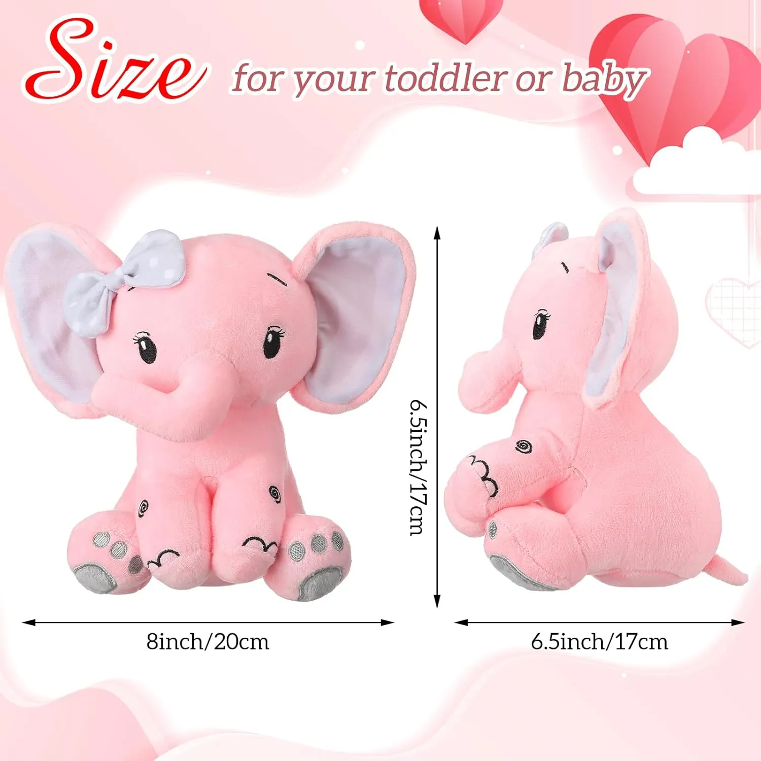 Zomiboo 3 Pieces Elephant Stuffed Animal 8 Inch Baby Stuffed Elephant Animal Plush Toy Gift Baby Girl Boys Bed Decor (Lovely Style)