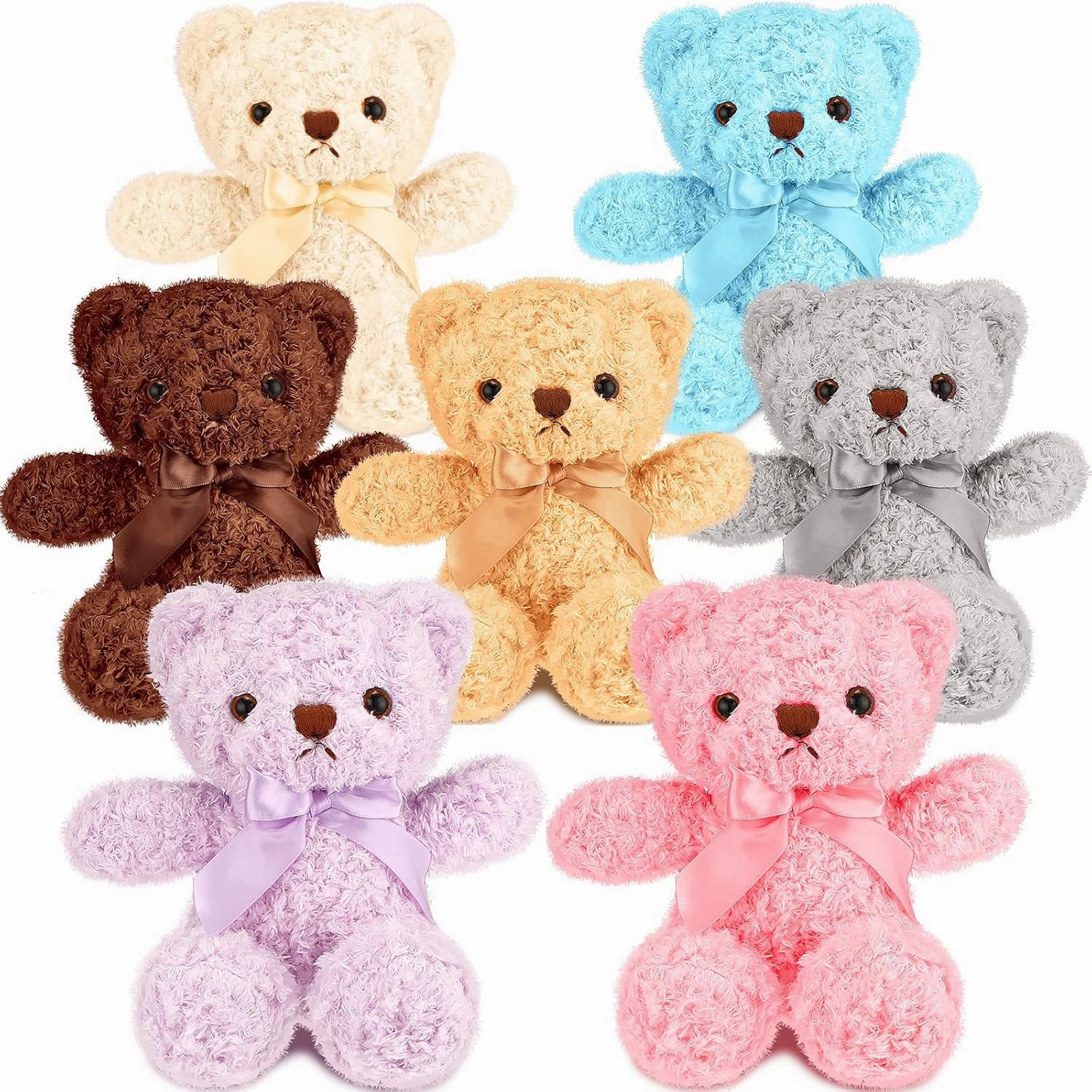 Zomiboo 7 Packs 14 Inch Plush Bear Stuffed Animals Plush Soft Cute Stuffed Dolls Birthday Party Decorations(Bright Colors)